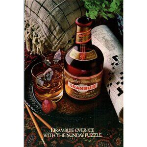 1981 Drambuie Liqueur Vintage Print Ad Newspaper Crossword Puzzle Wall Art 80s